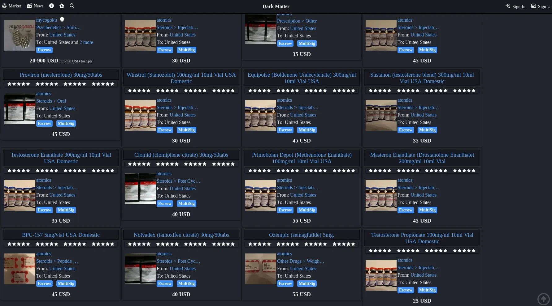 DarkMatter secure transaction interface with escrow protection